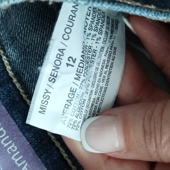 Gloria Vanderbilt Amanda straight leg denim jeans size 12 high rise stretch - Picture 7 of 10